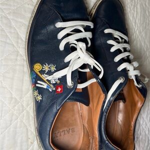 Bally Dark Blue Sneakers with Embroidery